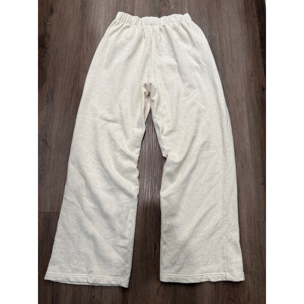 Aerie Cream Wide Leg Sweatpants Heathered Cotton Blend Fleece Lounge Pants M - Picture 2 of 7